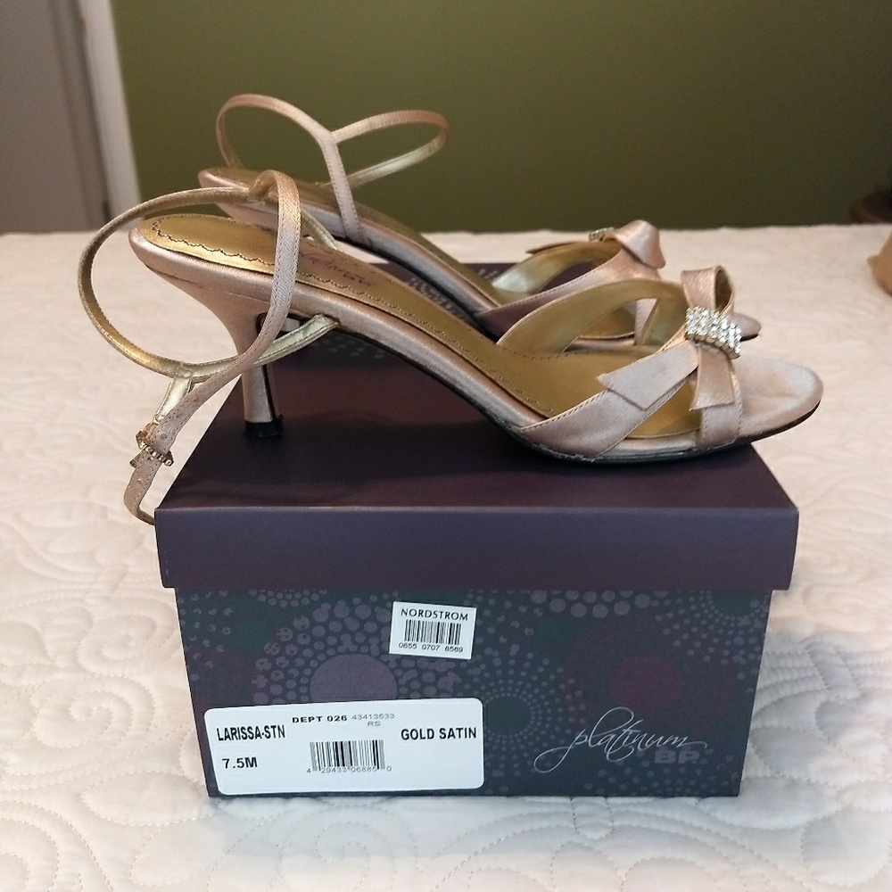 Nordstrom Platinum bp - Larissa gold satin heel